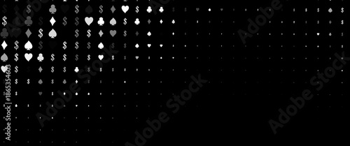 Dark Silver, Gray vector template with poker symbols. Illustration with set of hearts, spades, clubs, diamonds. Pattern for leaflets of poker games, events.