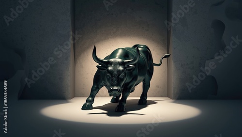 Green bull sculpture illumi...
