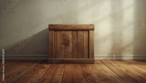 Wooden box placed on a wall...