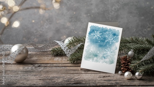Watercolor Christmas card f...