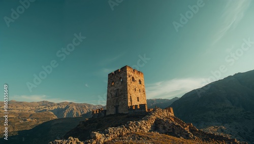 Ancient Genoese fortress tower remains, preservation challenges in archaeological sites