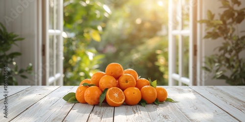 Fresh orange fruits arrange...