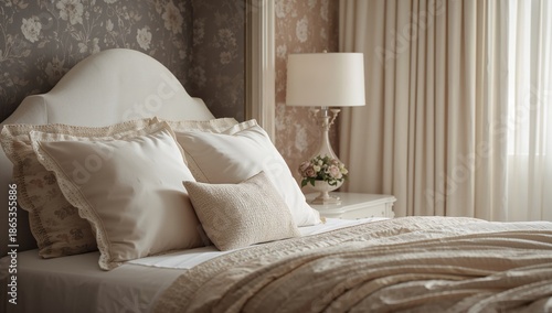 Off white pillows arranged ...