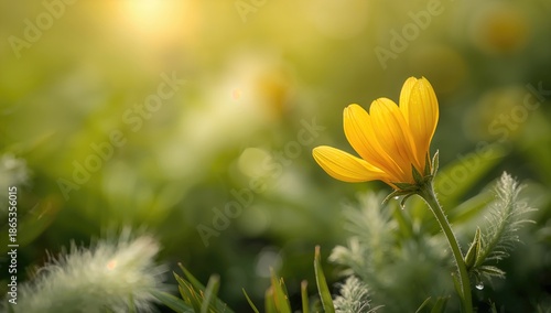 Yellow spring flower on the...