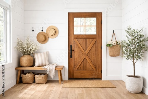 Authentic farmhouse front d...