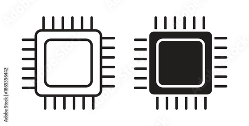 Processor icons symbol. Simple, flat design for web or mobile app