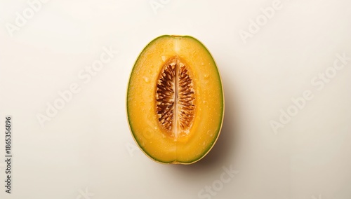 Halved cantaloupe melon wit...