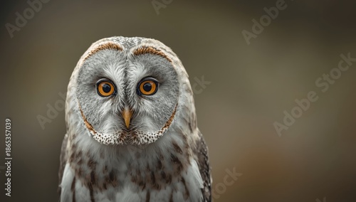 Close-up of a grey owl's fa...