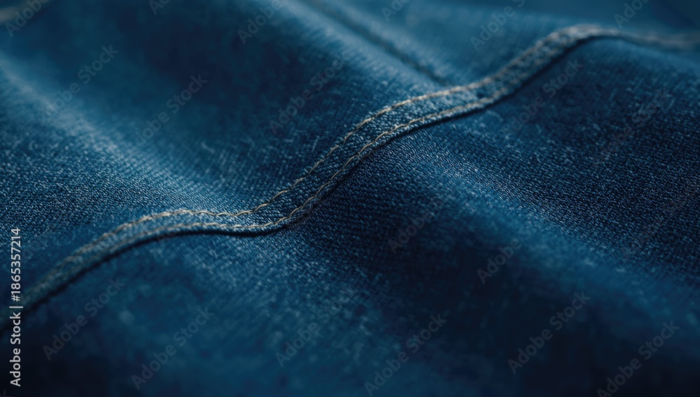 Naklejka premium Denim textile featuring seam details for use in fashion design backgrounds, emphasizing blue fabric textures
