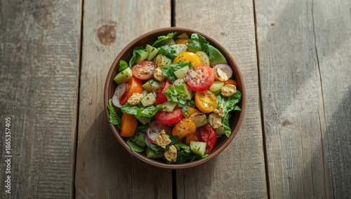 Wallpaper Mural Mixed vegetables including tomato, cucumber, and radish arranged on a table, ideal for food background in dietary content, World Food Day Torontodigital.ca