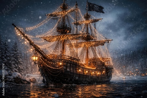 Pirate ship decorated with ...