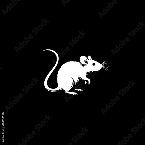 White mouse silhouette on black background graphic illustration design