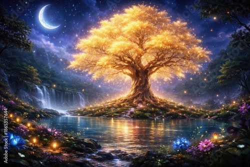 Fantasy summer night scene ...