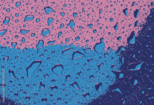 Vibrant Raindrops on a Colorful Gradient Surface Creating an Intriguing Visual Harmony with Reflective Water Droplets Sprinkled Across a Spectrum of Colors
