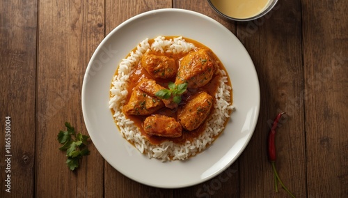 A plate of chicken curry al...