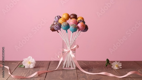 Cake pops placed in a vase ...