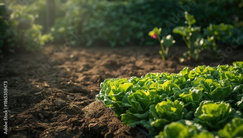 Vegetable bed with lettuce,...