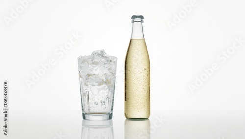 Bottle and glass filled wit...