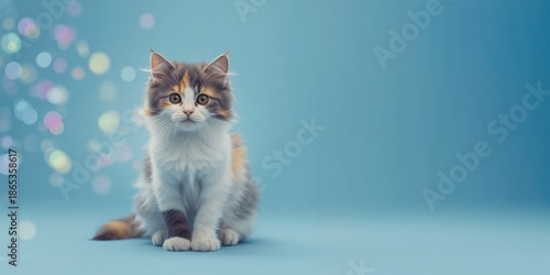 Portrait of a fluffy calico...