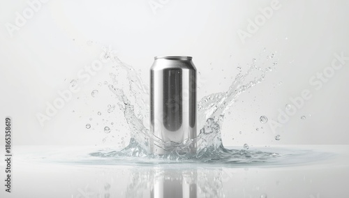 Metal soda can with water s...