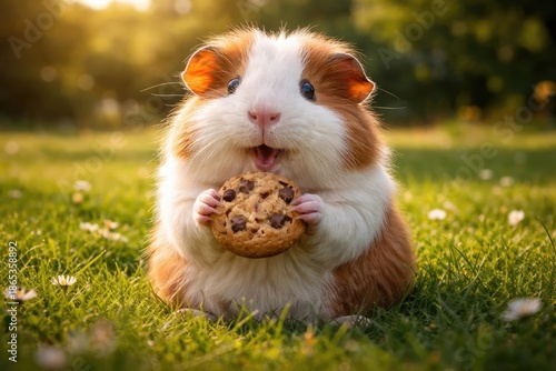 Happy guinea pig enjoying c...
