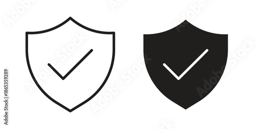 Shield check icons symbol. Simple, flat design for web or mobile app
