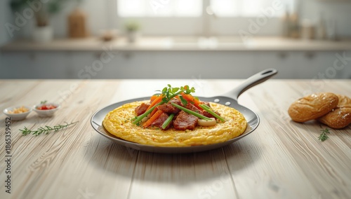 Egg dish featuring pan fryi...