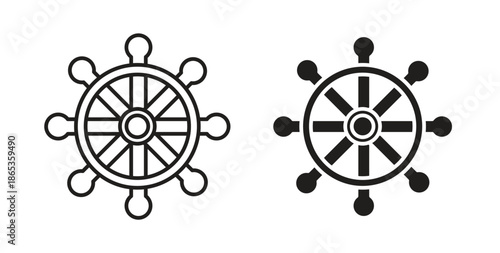 Ship wheel icons symbol. Simple, flat design for web or mobile app