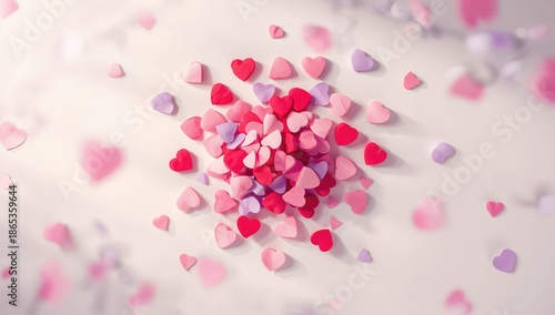 Heart-shaped sticky notes arranged for communication or planning, suitable for office or personal organization, World Creativity Day