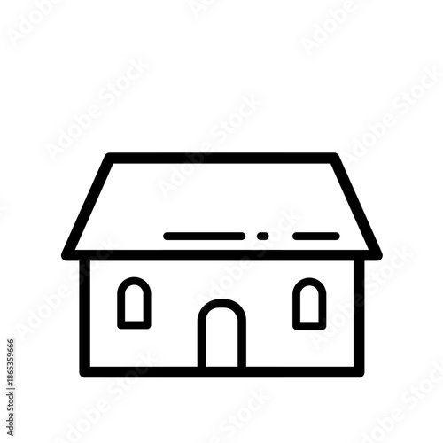 old residential house -  line vector icon