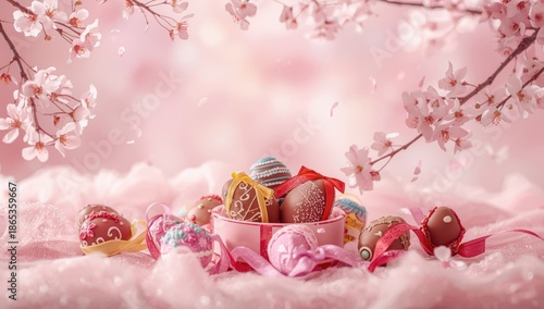 Chocolate eggs with ribbons...