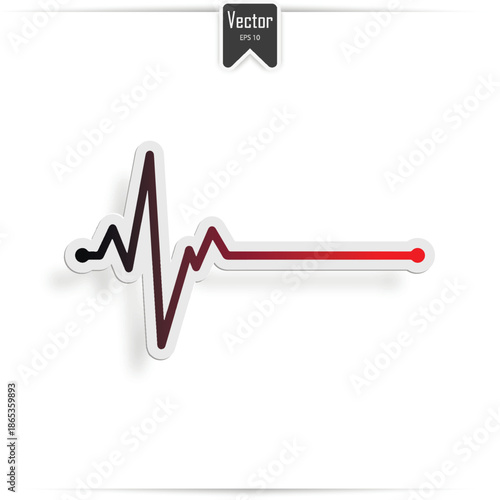 heart beat line, ekg death die. pulse vector