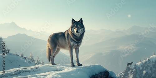 Dog in the mountains, empha...