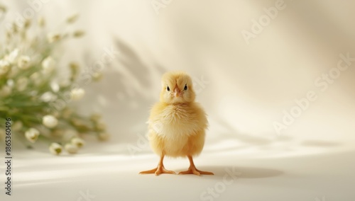 Small fluffy chick with upw...