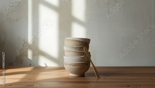 Handmade ceramic bowls with...