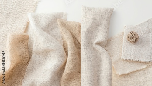 Pieces of linen fabric arra...