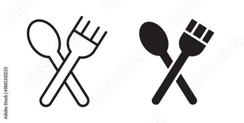 Spoon and Fork icons symbol. Simple, flat design for web or mobile app