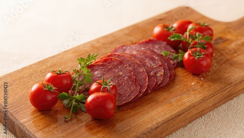 Chorizo salami slices and c...