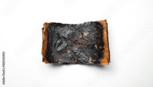 Charred cardboard surface w...