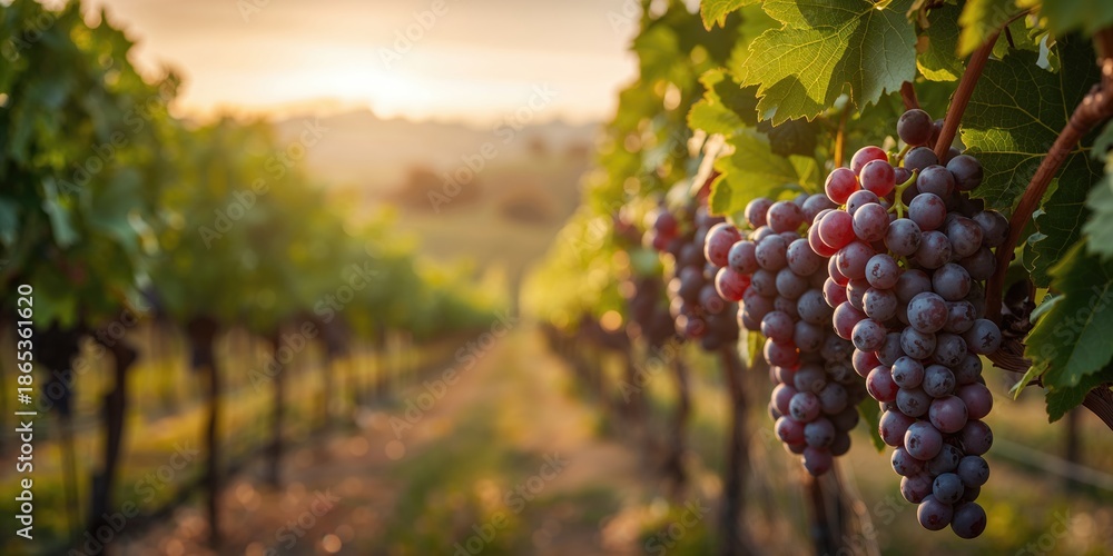 Naklejka premium Grapes during harvest season, seasonal agricultural activity