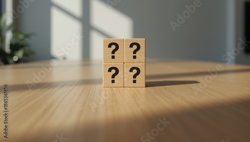 Closeup of cubes with quest...
