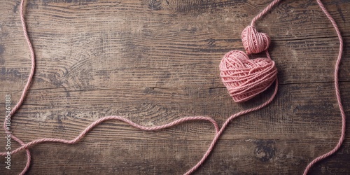 Yarn arranged in two heart ...
