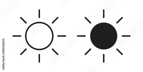 Sun icons symbol. Simple, flat design for web or mobile app