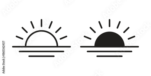 Sunrise icons symbol. Simple, flat design for web or mobile app