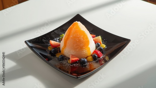 Cold shaved ice dessert wit...