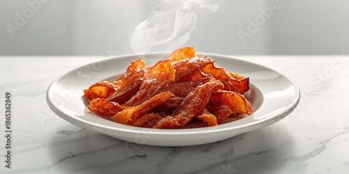 Crispy bacon strips served ...