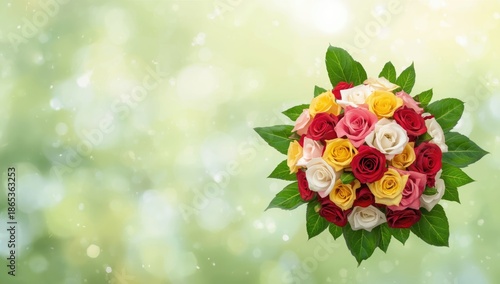 Bright multicolored rose bu...
