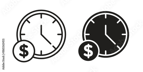 Time is money icons symbol. Simple, flat design for web or mobile app