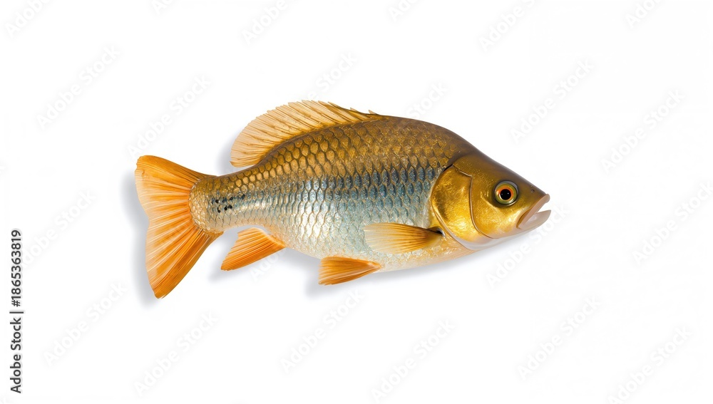 Obraz premium Crucian carp fish separated from background, emphasizing clarity for advertising or illustration