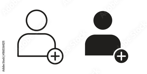 User add icons symbol. Simple, flat design for web or mobile app